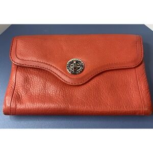 MARC‎ BY MARC JACOBS Papaya Pebbled Leather Turnlock Continental Wallet Clutch